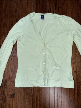 GAP Pale Mint V-Neck Button Cardigan